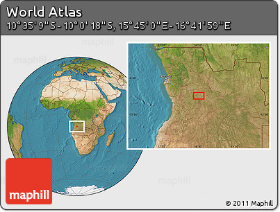 Satellite Location Map of the Area around 10° 17' 43" S, 16° 13' 30" E