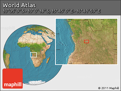 Satellite Location Map of the Area around 10° 17' 43" S, 16° 13' 30" E