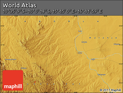Physical Map of the Area around 10° 17' 43" S, 16° 13' 30" E
