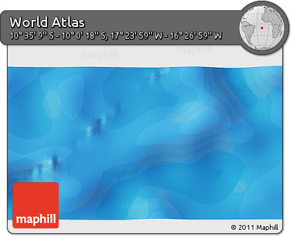 Political 3D Map of the Area around 10° 17' 43" S, 16° 55' 29" W
