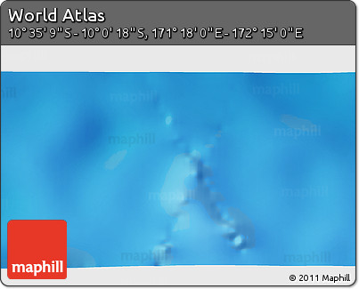 Physical 3D Map of the Area around 10° 17' 43" S, 171° 46' 30" E