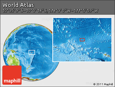 Physical Location Map of the Area around 10° 17' 43" S, 177° 34' 29" W