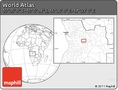 Blank Location Map of the Area around 10° 17' 43" S, 17° 4' 30" E