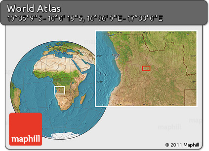 Satellite Location Map of the Area around 10° 17' 43" S, 17° 4' 30" E