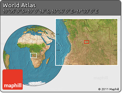 Satellite Location Map of the Area around 10° 17' 43" S, 17° 4' 30" E