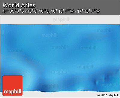 Physical 3D Map of the Area around 10° 17' 43" S, 17° 46' 29" W