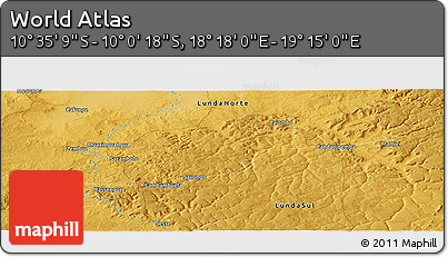 Physical Panoramic Map of the Area around 10° 17' 43" S, 18° 46' 29" E