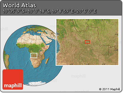 Satellite Location Map of the Area around 10° 17' 43" S, 19° 37' 30" E