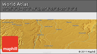 Physical Panoramic Map of the Area around 10° 17' 43" S, 19° 37' 30" E