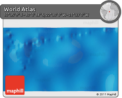 Physical 3D Map of the Area around 10° 17' 43" S, 22° 1' 29" W
