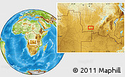 Physical Location Map of the area around 10° 17' 43" S, 23° 52' 30" E