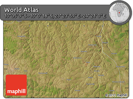 Satellite Map of the Area around 10° 17' 43" S, 23° 52' 30" E