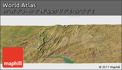Satellite Panoramic Map of the Area around 10° 17' 43" S, 25° 34' 30" E
