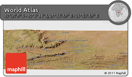 Satellite Panoramic Map of the Area around 10° 17' 43" S, 26° 25' 29" E