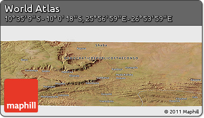 Satellite Panoramic Map of the Area around 10° 17' 43" S, 26° 25' 29" E