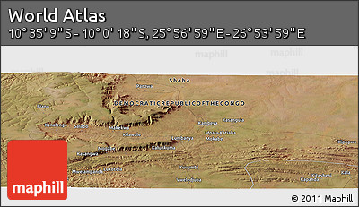 Satellite Panoramic Map of the Area around 10° 17' 43" S, 26° 25' 29" E