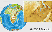 Physical Location Map of the area around 10° 17' 43" S, 27° 16' 29" E