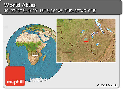 Satellite Location Map of the Area around 10° 17' 43" S, 27° 16' 29" E