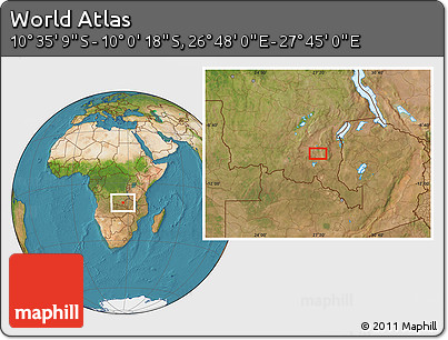 Satellite Location Map of the Area around 10° 17' 43" S, 27° 16' 29" E