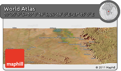 Satellite Panoramic Map of the Area around 10° 17' 43" S, 27° 16' 29" E