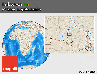 Shaded Relief Location Map of Lukwesa