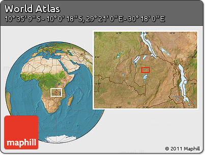 Satellite Location Map of the Area around 10° 17' 43" S, 29° 49' 30" E