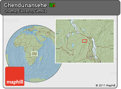 Savanna Style Location Map of Chendunansehe, hill shading