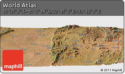 Satellite Panoramic Map of the Area around 10° 17' 43" S, 33° 13' 30" E