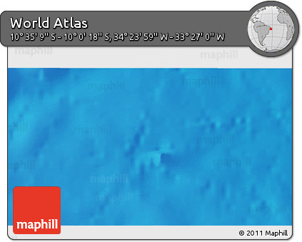 Shaded Relief 3D Map of the Area around 10° 17' 43" S, 33° 55' 29" W