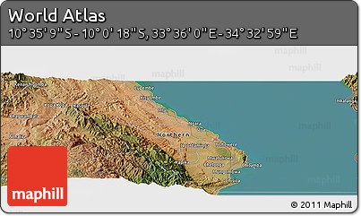 Satellite Panoramic Map of the Area around 10° 17' 43" S, 34° 4' 30" E