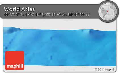 Shaded Relief Panoramic Map of the Area around 10° 17' 43" S, 34° 46' 29" W