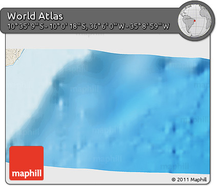 Shaded Relief 3D Map of the Area around 10° 17' 43" S, 35° 37' 30" W