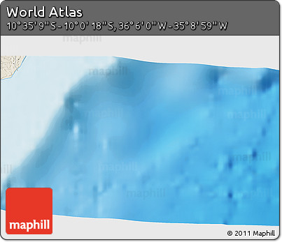 Shaded Relief 3D Map of the Area around 10° 17' 43" S, 35° 37' 30" W