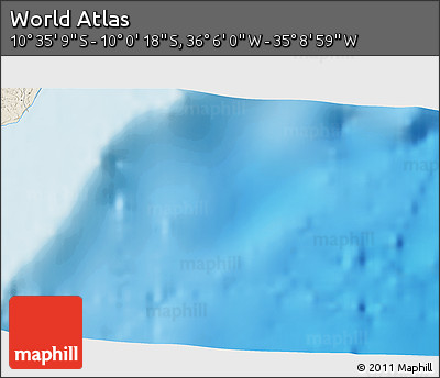 Shaded Relief 3D Map of the Area around 10° 17' 43" S, 35° 37' 30" W