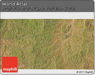 Satellite 3D Map of the Area around 10° 17' 43" S, 36° 37' 30" E