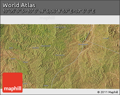 Satellite 3D Map of the Area around 10° 17' 43" S, 36° 37' 30" E