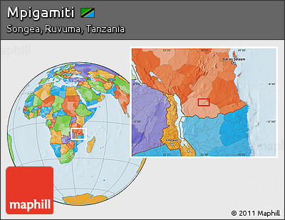 Political Location Map of Mpigamiti