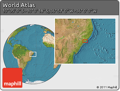 Satellite Location Map of the Area around 10° 17' 43" S, 36° 28' 30" W