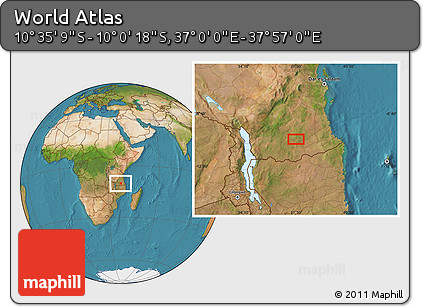 Satellite Location Map of the Area around 10° 17' 43" S, 37° 28' 30" E