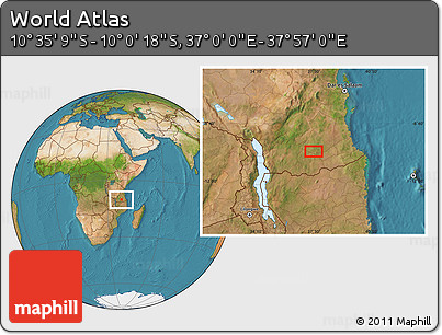 Satellite Location Map of the Area around 10° 17' 43" S, 37° 28' 30" E