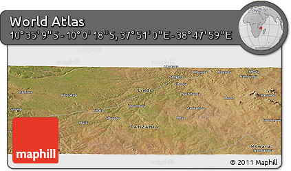Satellite Panoramic Map of the Area around 10° 17' 43" S, 38° 19' 30" E