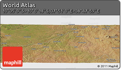 Satellite Panoramic Map of the Area around 10° 17' 43" S, 38° 19' 30" E