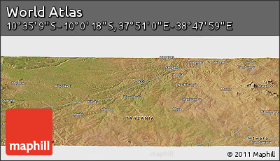 Satellite Panoramic Map of the Area around 10° 17' 43" S, 38° 19' 30" E