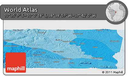 Political Panoramic Map of the Area around 10° 17' 43" S, 38° 10' 29" W