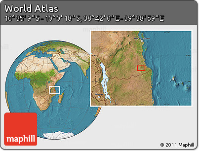 Satellite Location Map of the Area around 10° 17' 43" S, 39° 10' 29" E