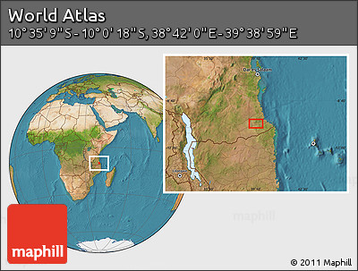 Satellite Location Map of the Area around 10° 17' 43" S, 39° 10' 29" E