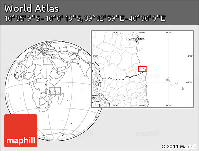 Blank Location Map of the Area around 10° 17' 43" S, 40° 1' 29" E