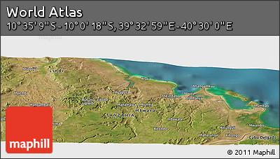 Satellite Panoramic Map of the Area around 10° 17' 43" S, 40° 1' 29" E