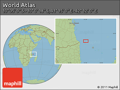 Savanna Style Location Map of the Area around 10° 17' 43" S, 41° 43' 30" E