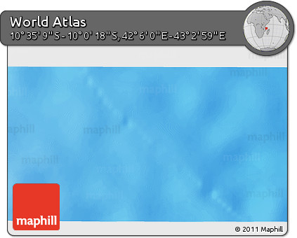 Physical 3D Map of the Area around 10° 17' 43" S, 42° 34' 30" E